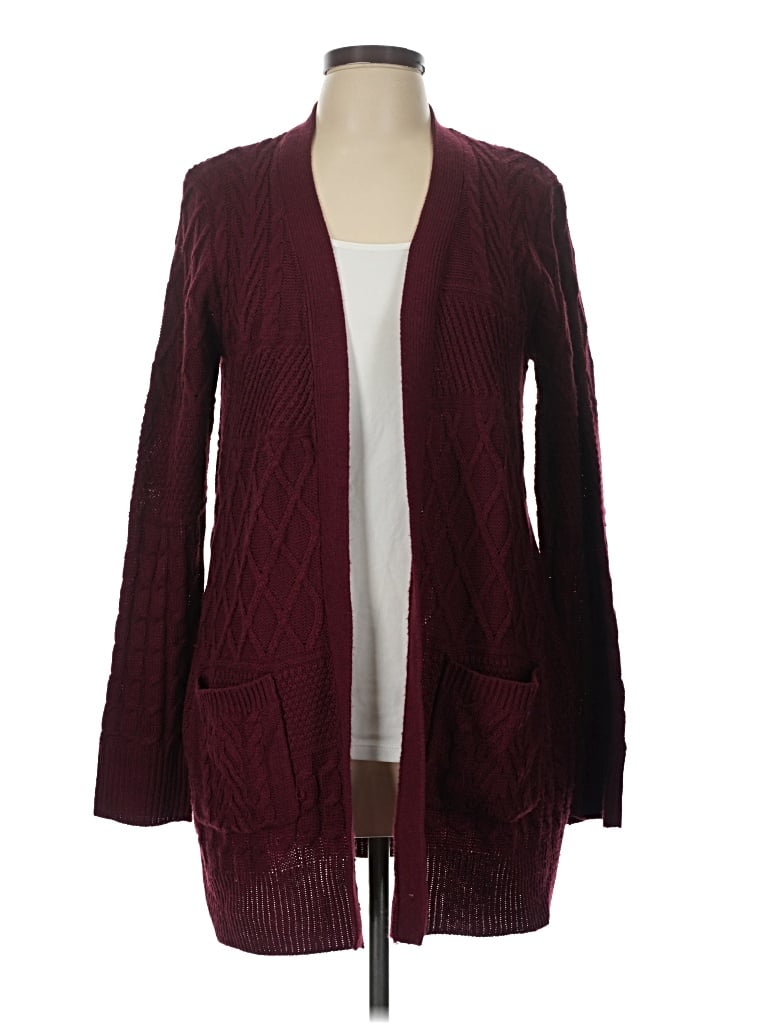 Pre-owned Faded Glory Cardigan Sweater In Burgundy