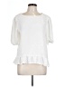 I.N. Studio 100% Polyester White Short Sleeve Blouse Size L (petite) - photo 1