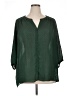 Rose + Olive 100% Polyester Green 3/4 Sleeve Blouse Size 2X - photo 1