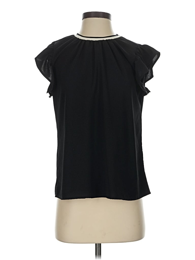 Pre-owned Thml Short Sleeve Blouse In Black