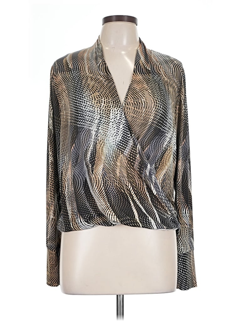 Pre-owned Ariella Long Sleeve Blouse In Gray