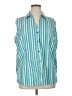 Basic Editions Stripes Blue Sleeveless Button-Down Shirt Size 1X - photo 1
