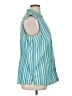 Basic Editions Stripes Blue Sleeveless Button-Down Shirt Size 1X - photo 4
