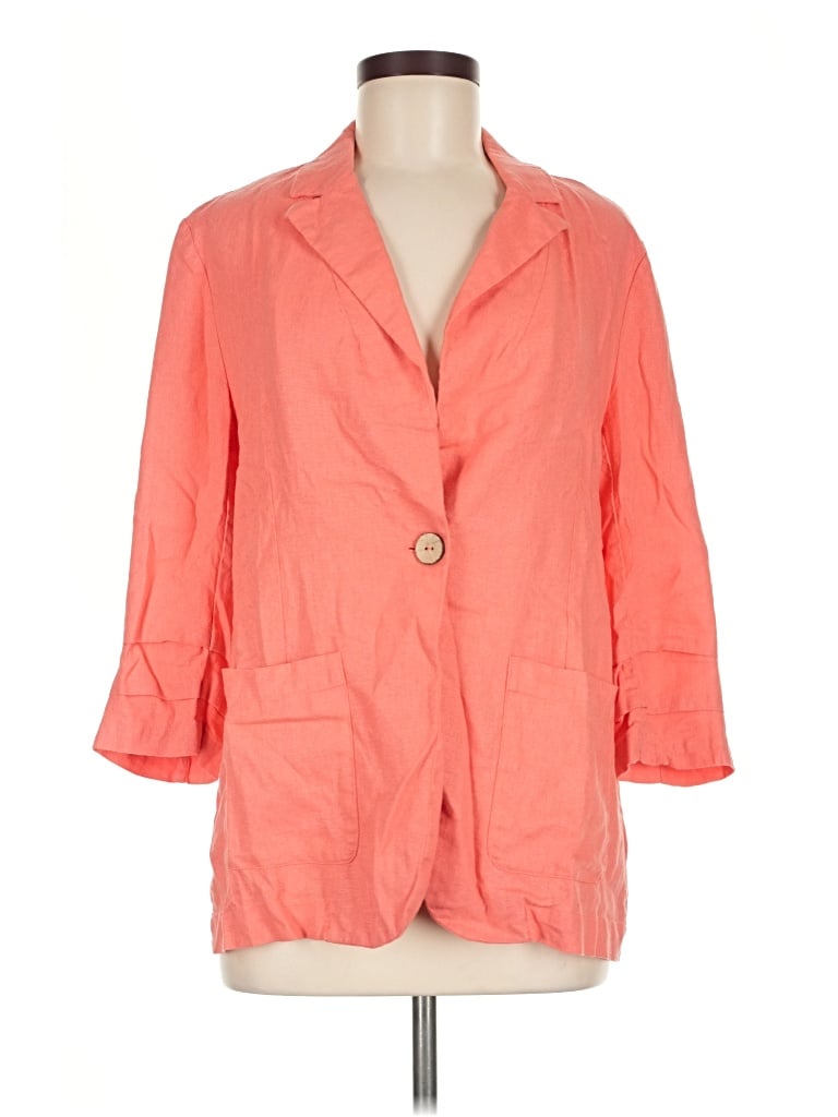 Pre-owned Ellen Tracy 3/4 Sleeve Button Down Shirt In Orange