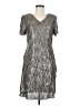 Connected Apparel 100% Polyester Metallic Solid Silver Cocktail Dress Size 6 - photo 1