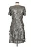 Connected Apparel 100% Polyester Metallic Solid Silver Cocktail Dress Size 6 - photo 2