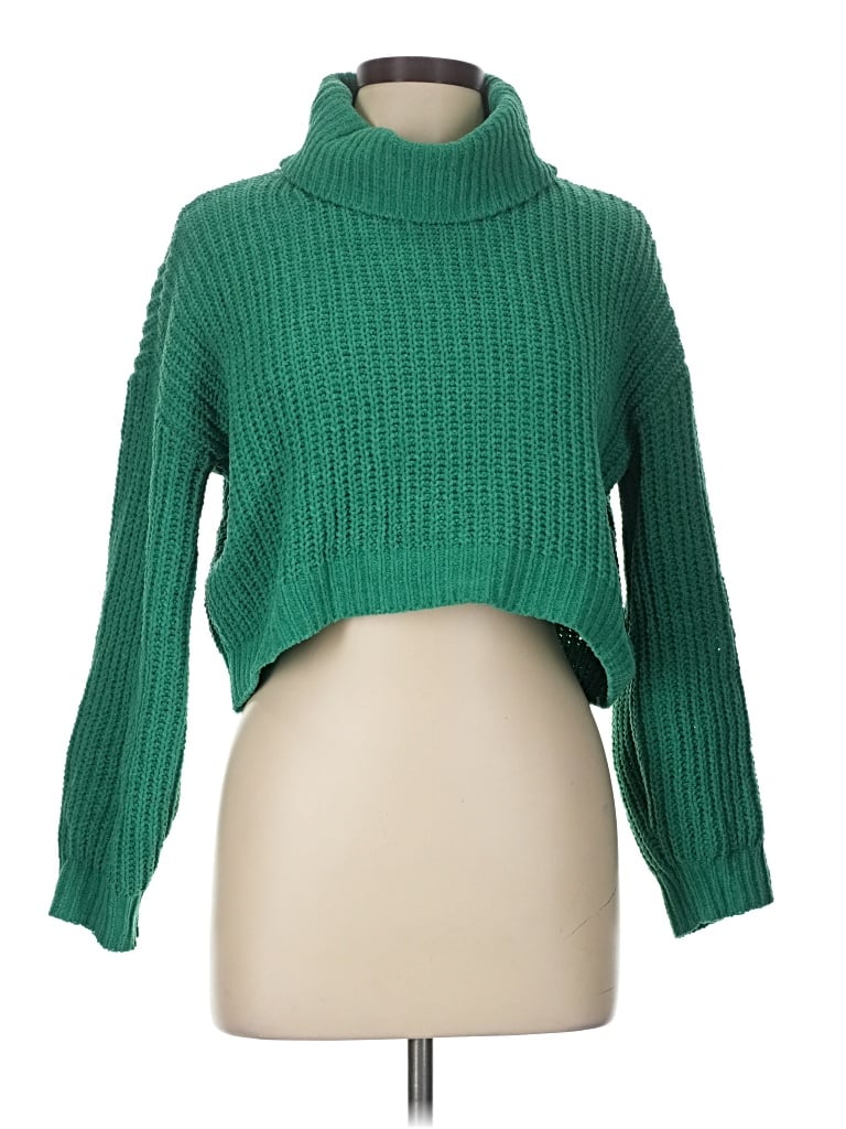 Pre-owned Almost Famous Turtleneck Sweater In Green