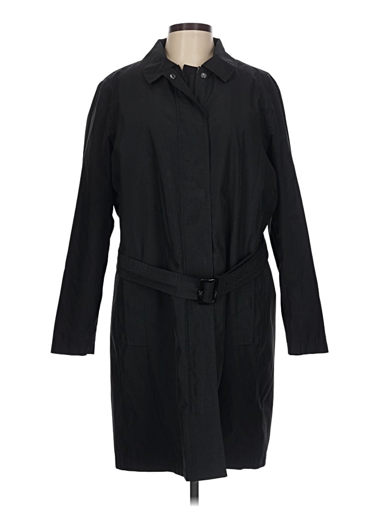 Pre-owned Lands' End Trenchcoat In Black