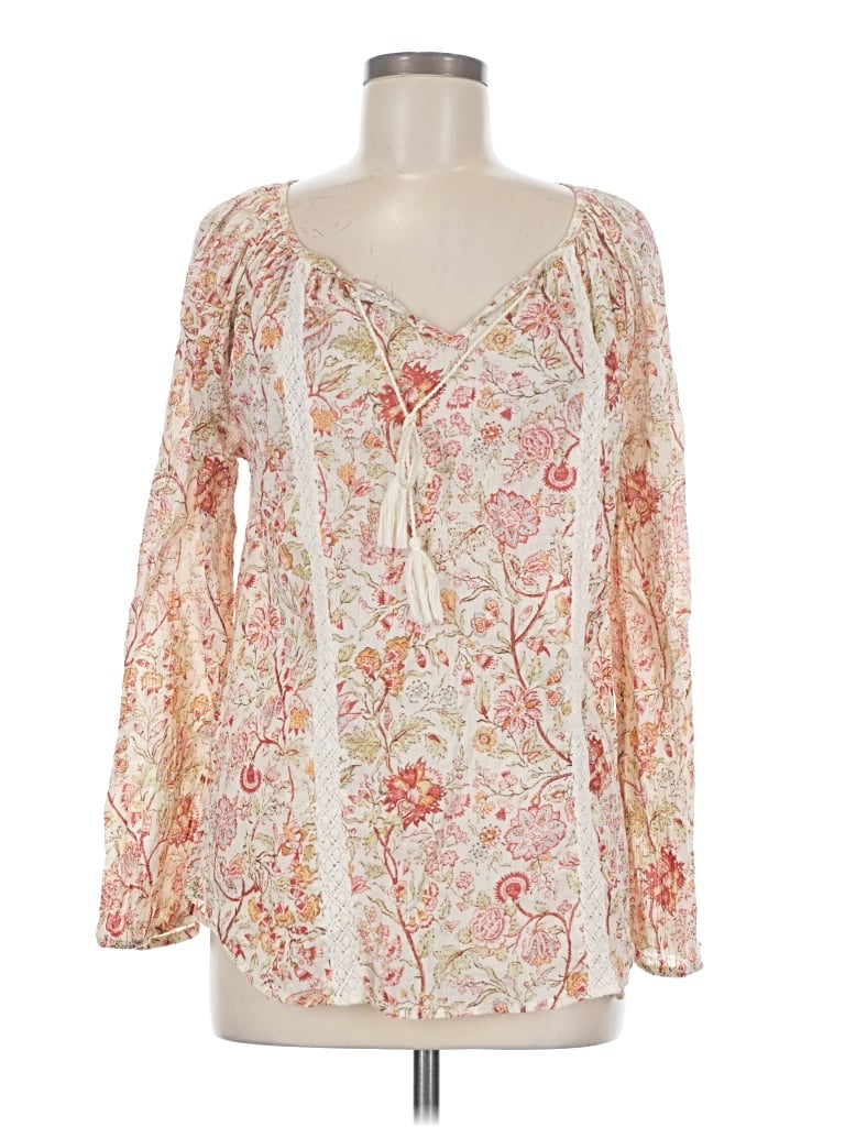 Pre-owned Chaps Long Sleeve Blouse In Ivory