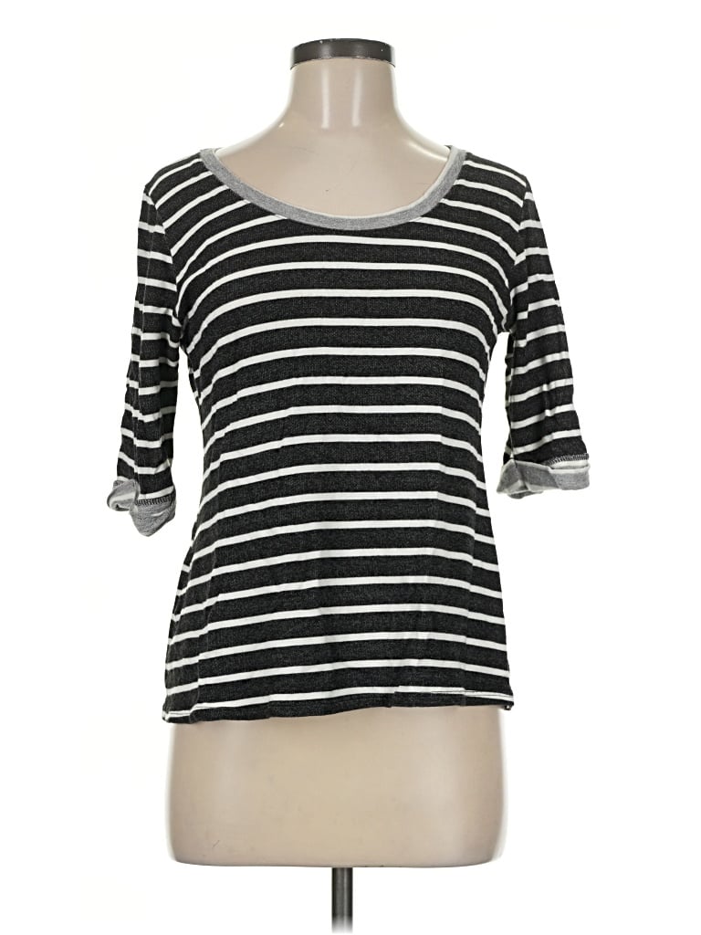 Pre-owned Green Envelope 3/4 Sleeve Top Black Scoop Neck Tops