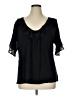August Silk Black Short Sleeve Blouse Size XL - photo 1