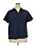 Basic Editions Polka Dots Blue Short Sleeve Blouse Size 2X - photo 1