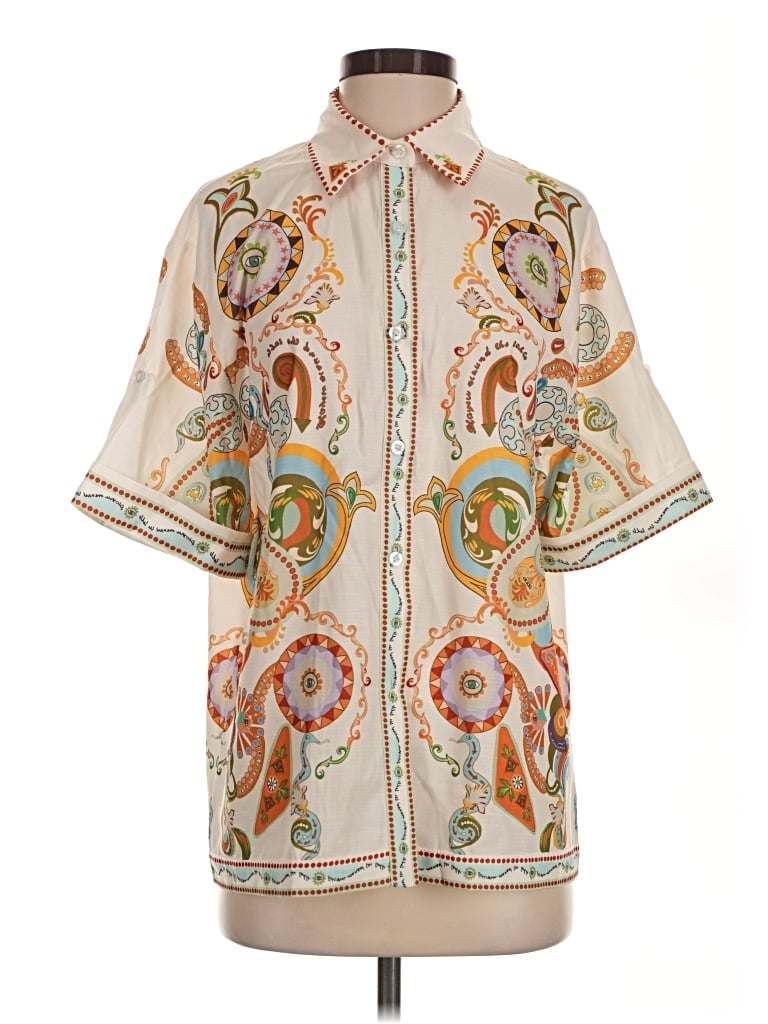 Pre-owned Commense Short Sleeve Button Down Shirt In Ivory