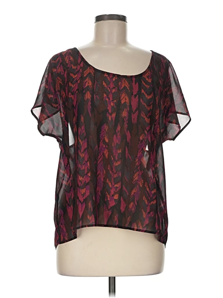 Pre-owned Ecote Short Sleeve Blouse In Burgundy