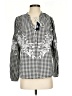 Zara Checkered-gingham Silver Long Sleeve Blouse Size XS - photo 1