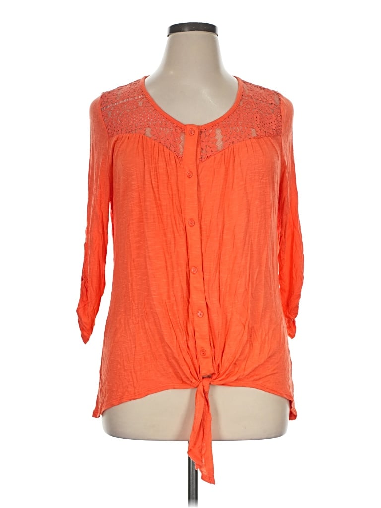 Pre-owned One World 3/4 Sleeve Blouse In Orange