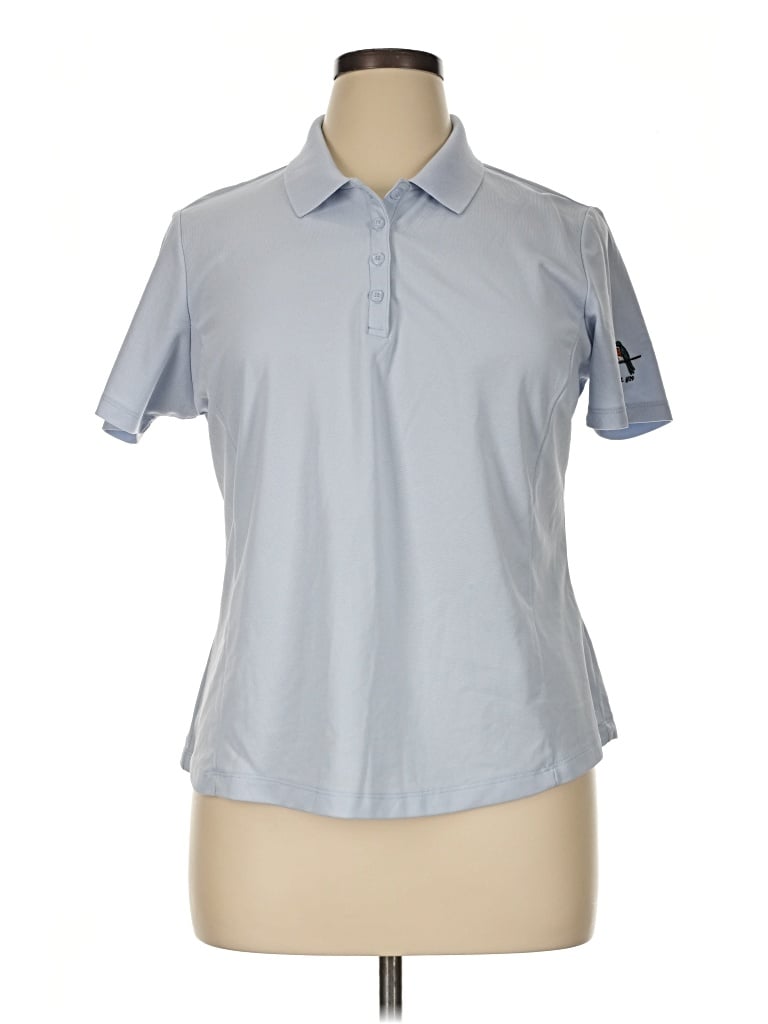 Pre-owned Greg Norman Short Sleeve Blouse In Blue