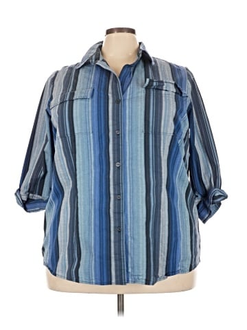 Roaman's 3/4 Sleeve Button-Down Shirt (view 1)