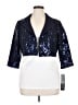Alex Evenings Color Block Blue Jacket Size 14 Petite - photo 1