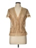 BCBGMAXAZRIA Tan Short Sleeve Blouse Size L - photo 1