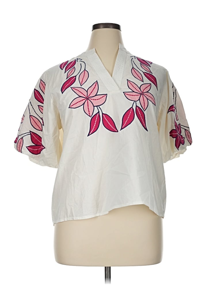 Pre-owned Thml Short Sleeve Blouse In White