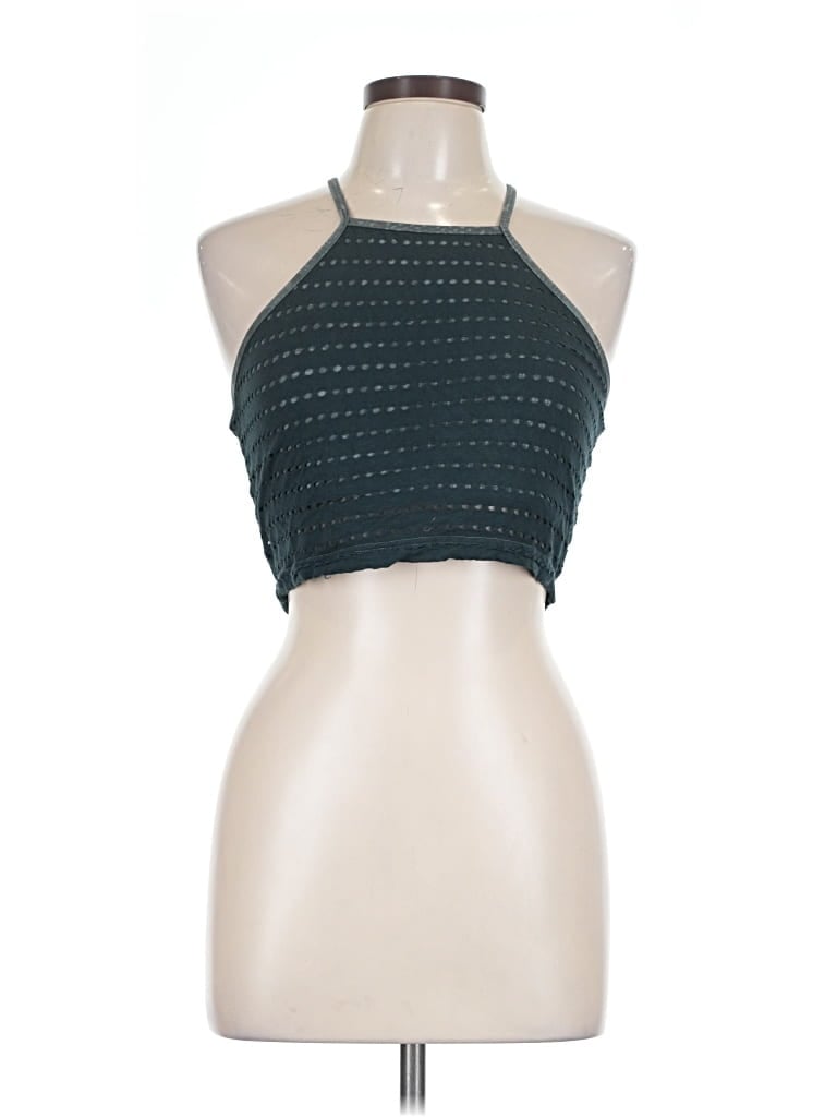 Pre-owned Hard Tail Tank Top Teal Halter Neckline Tops
