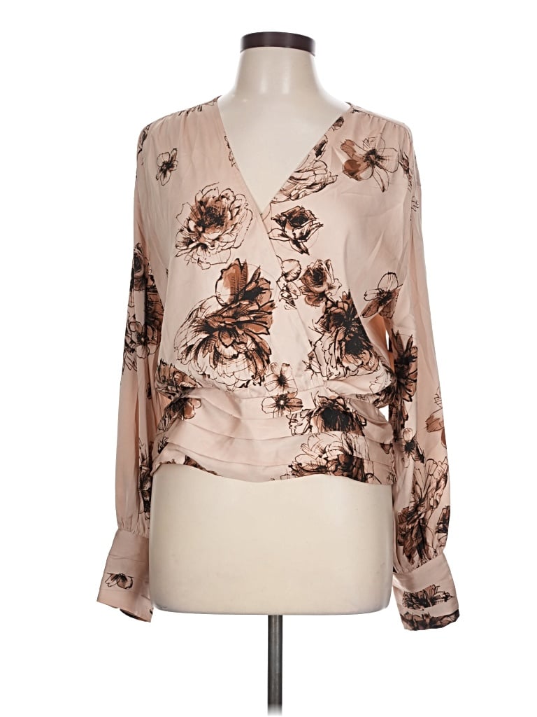 Pre-owned Express Long Sleeve Blouse In Tan