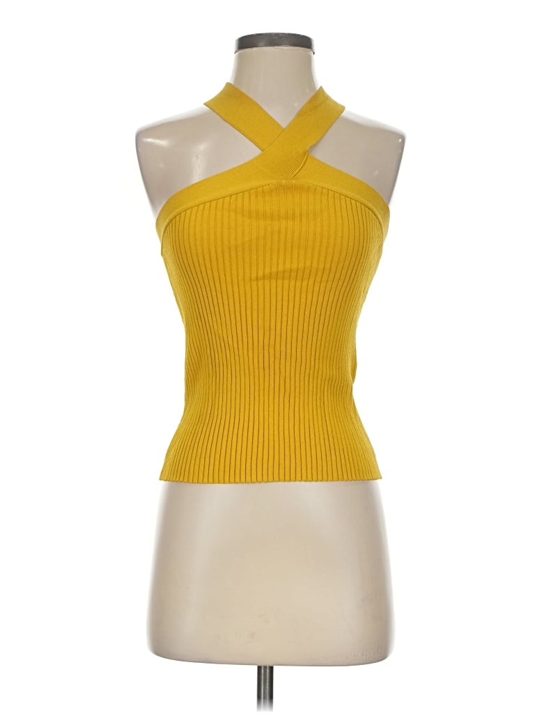 Pre-owned John & Jenn Tank Top Yellow Halter Neckline Tops
