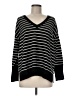 Halogen 100% Cashmere Stripes Black Cashmere Pullover Sweater Size Med Petite - photo 1