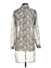 Ro & De 100% Polyester Animal Print Gray Silver Long Sleeve Blouse Size XS - photo 2