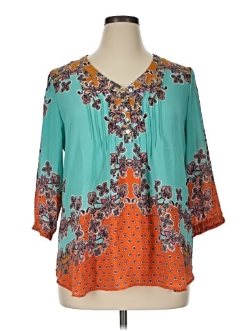 Rose + Olive 3/4 Sleeve Blouse (view 1)