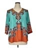 Rose + Olive 100% Polyester Teal 3/4 Sleeve Blouse Size 1X - photo 1
