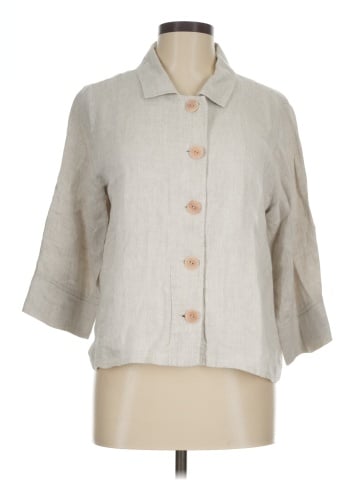 Flax 3/4 Sleeve Button-Down Shirt (view 1)