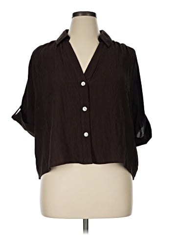 Zara 3/4 Sleeve Button-Down Shirt (view 1)