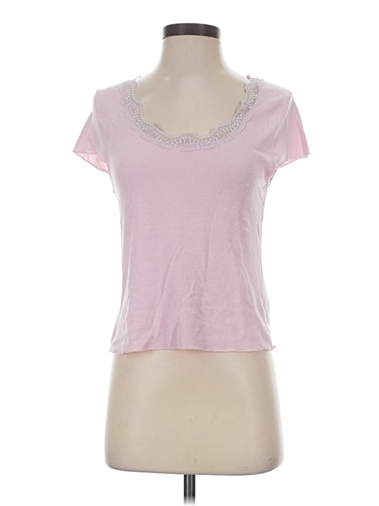 Pre-owned Pol Short Sleeve Top Pink Scoop Neck Tops