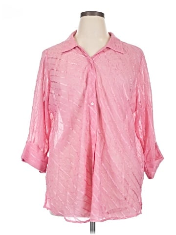 Club Z Collection 3/4 Sleeve Button-Down Shirt (view 1)