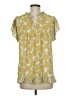 DR2 100% Polyester Yellow Short Sleeve Blouse Size L - photo 2