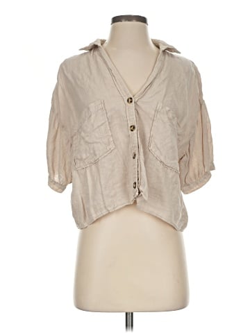 Zara 3/4 Sleeve Button-Down Shirt (view 1)