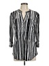 Cocomo Stripes Silver 3/4 Sleeve Blouse Size L - photo 1