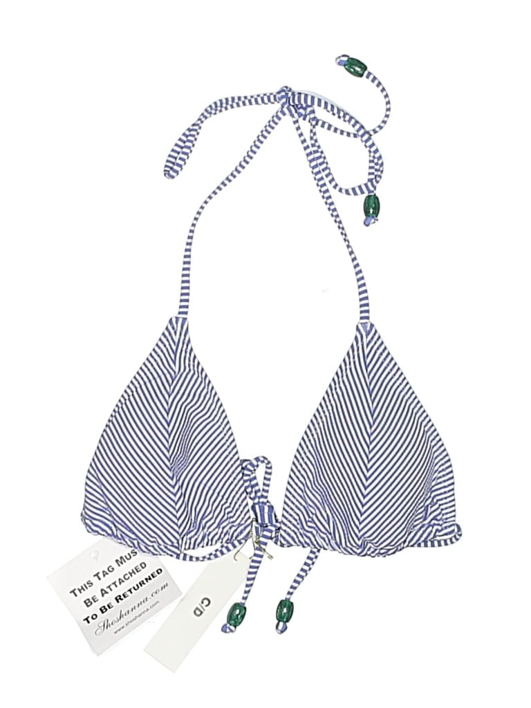 Pre-owned Shoshanna Swimsuit Top Blue Checkered/gingham Pattern Swimwear