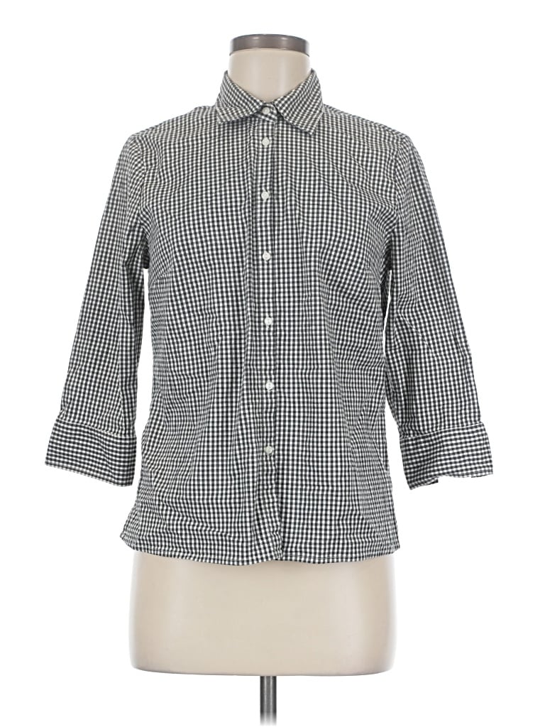 Pre-owned Dockers 3/4 Sleeve Button Down Shirt In Black