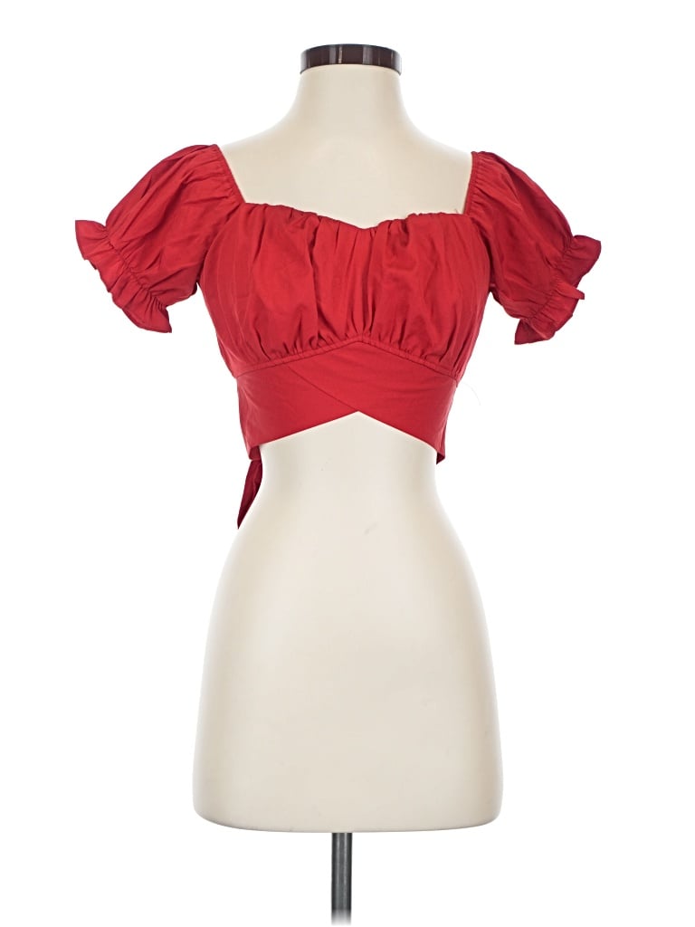 Pre-owned Lyaner Short Sleeve Top Red Strapless Neckline Tops