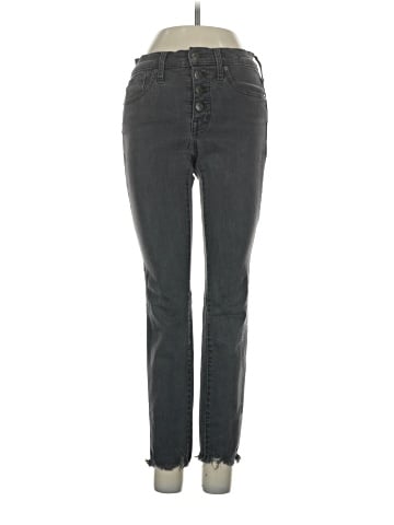 Madewell Petite 9" Mid-Rise Skinny Jeans in Berkeley Black: Button-Through Edition (view 1)
