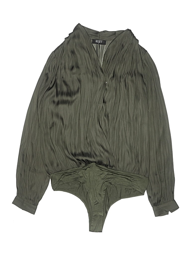 Pre-owned Reset Long Sleeve Blouse In Green