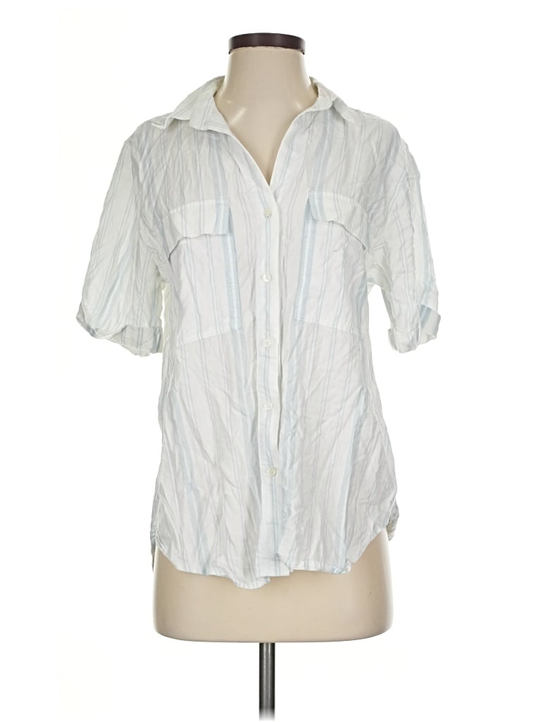 Pre-owned Babaton Short Sleeve Blouse In White