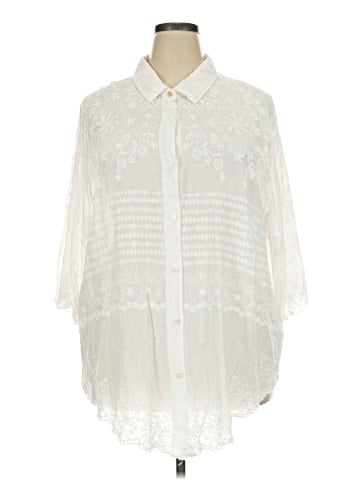 Solitaire 3/4 Sleeve Button-Down Shirt (view 1)