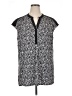 Worthington Animal Print Black Short Sleeve Blouse Size 1X - photo 1