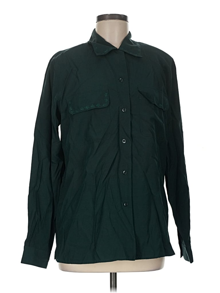 Pre-owned Van Heusen Long Sleeve Button Down Shirt In Green