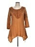 One World 100% Polyester Brown 3/4 Sleeve Top Size L - photo 1