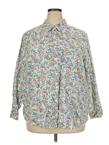 Lands' End 3/4 Sleeve Button-Down Shirt (view 1)